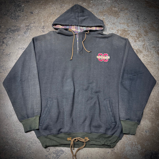 Vintage 90s 1/4 Zip Two Tone Faded Black Hoodie