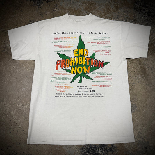Vintage 90s End Prohibition Now Pearl Jam Grateful Dead Weed Tee