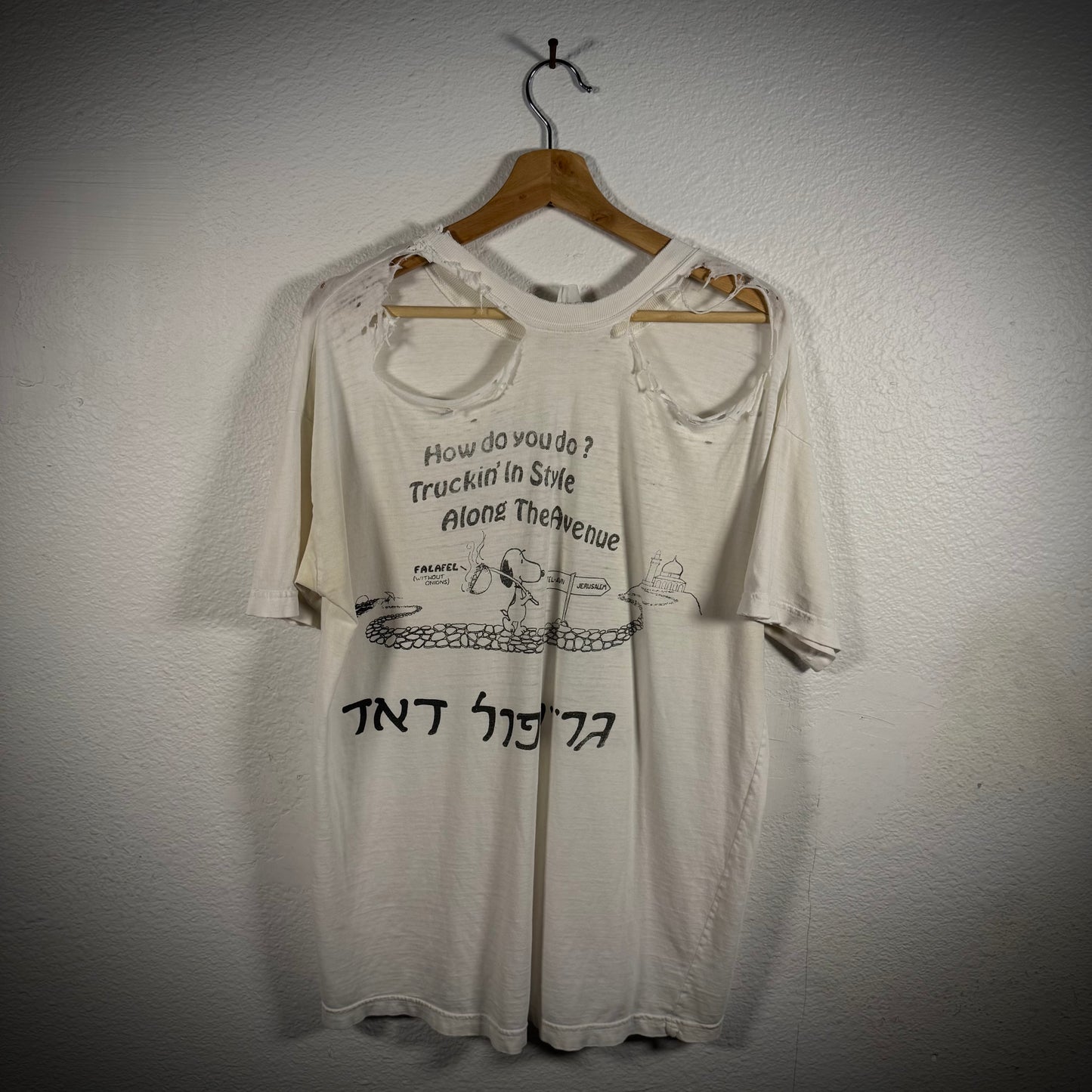 Vintage Grateful Dead Israel Charlie Brown Thrashed Band Tee