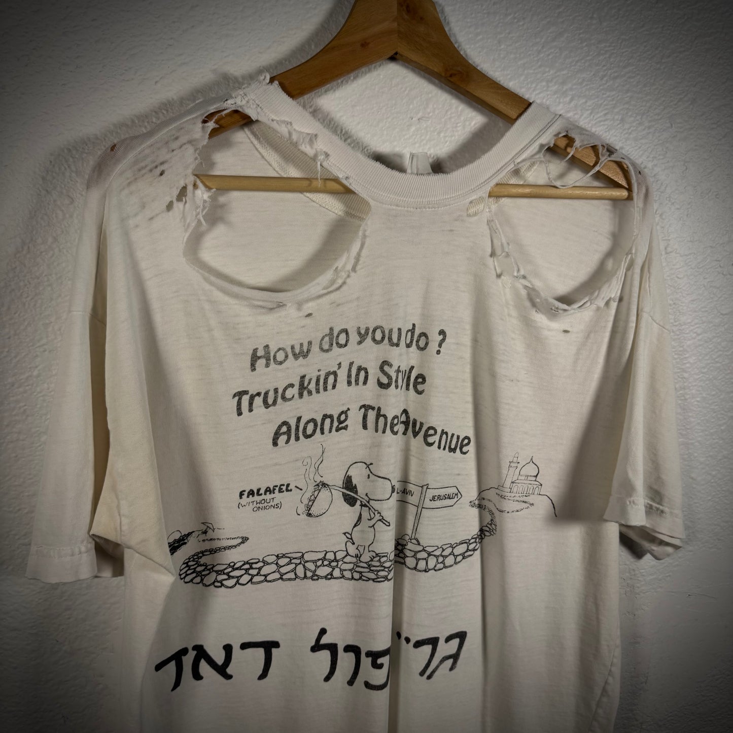 Vintage Grateful Dead Israel Charlie Brown Thrashed Band Tee