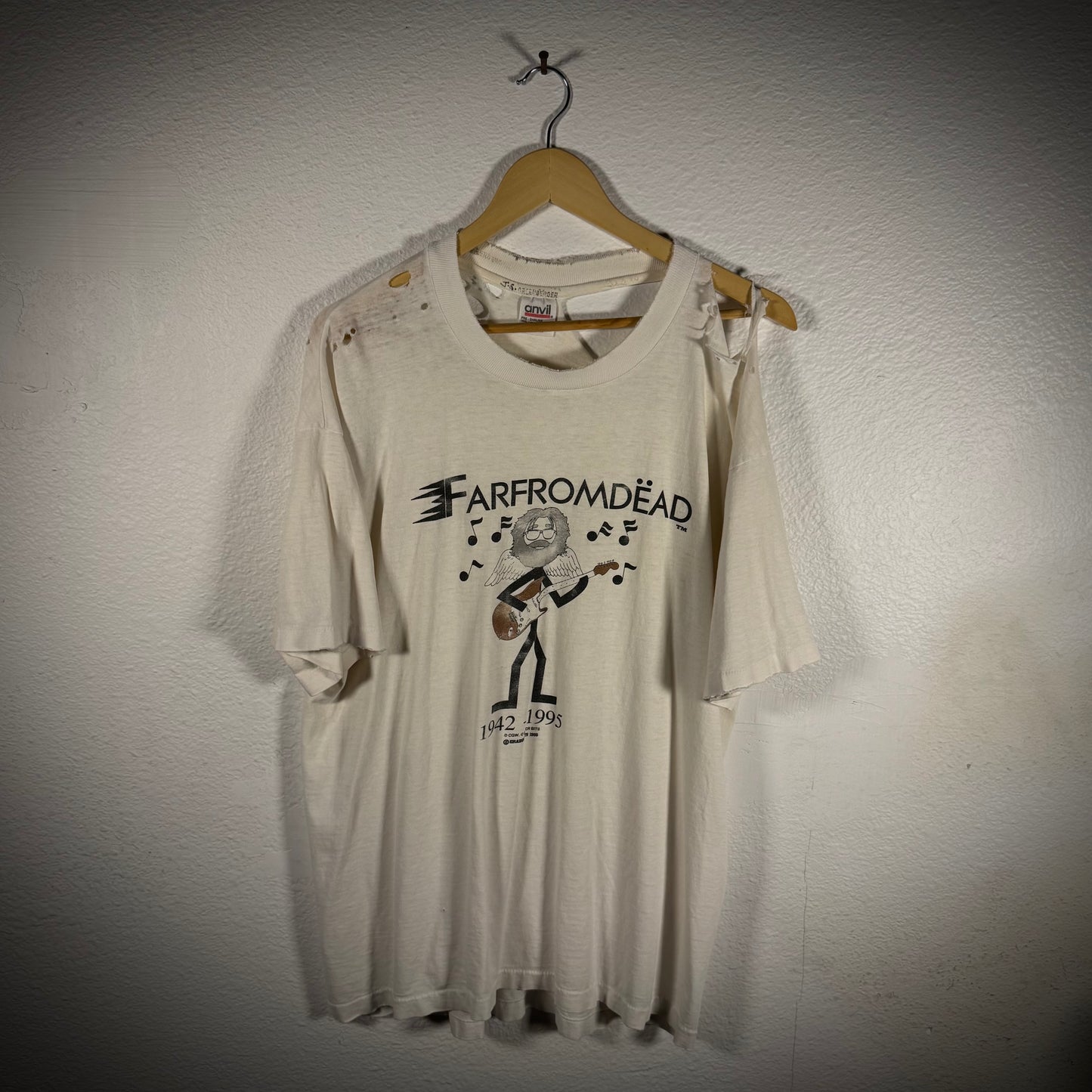 Vintage Grateful Dead Jerry Garcia Thrashed Band Tee