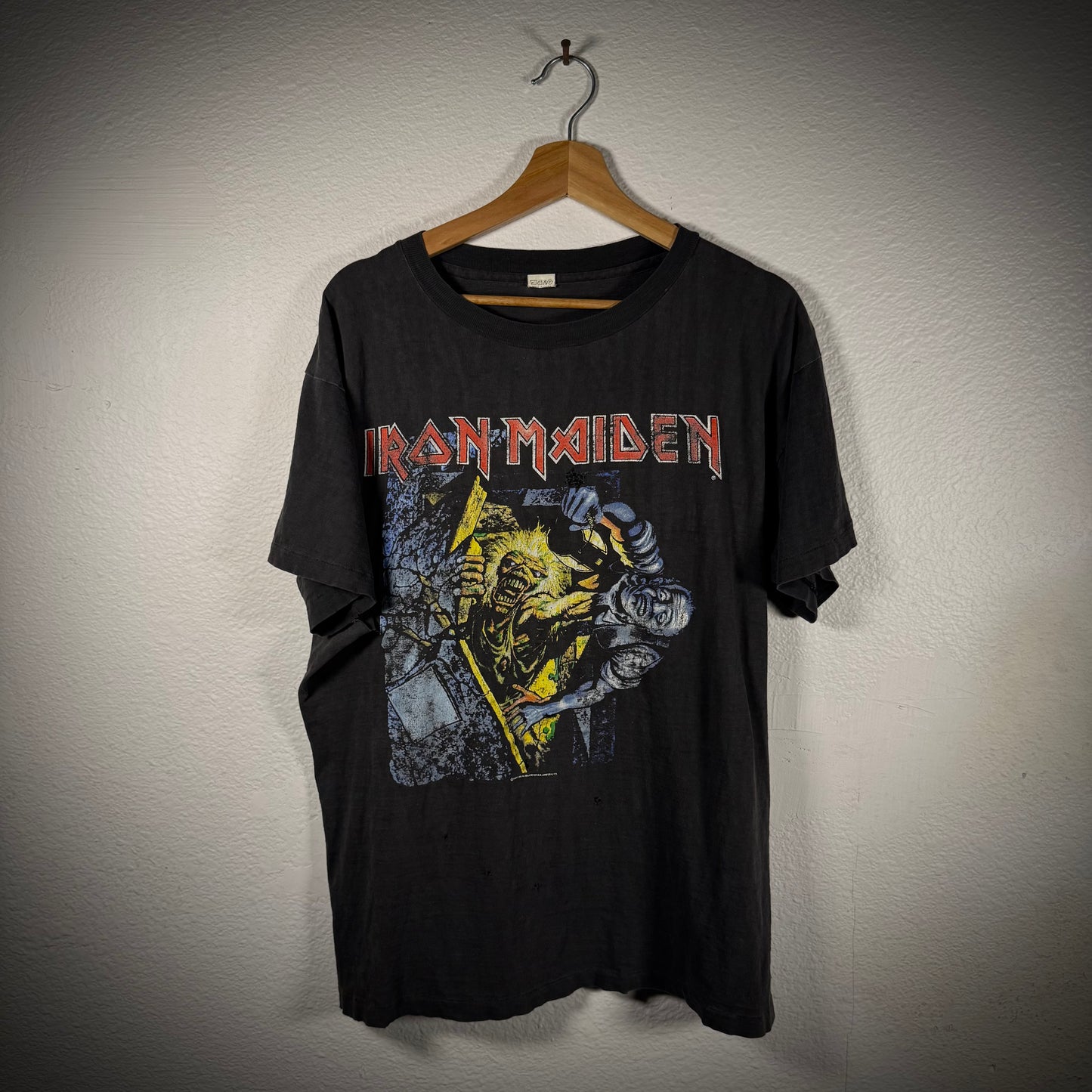 Vintage Iron Maiden No Prayer for the Dying Thrashed Band Tee