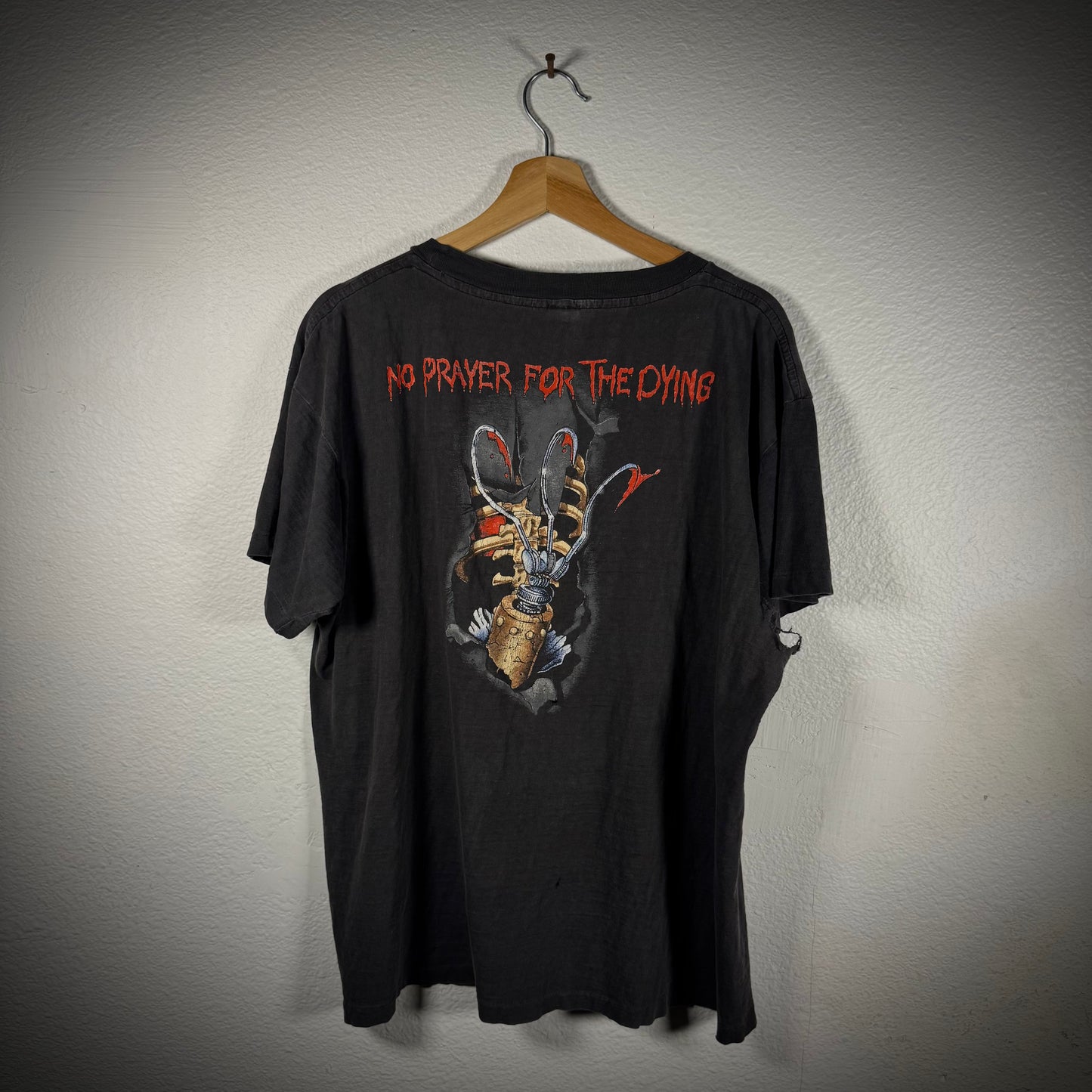 Vintage Iron Maiden No Prayer for the Dying Thrashed Band Tee
