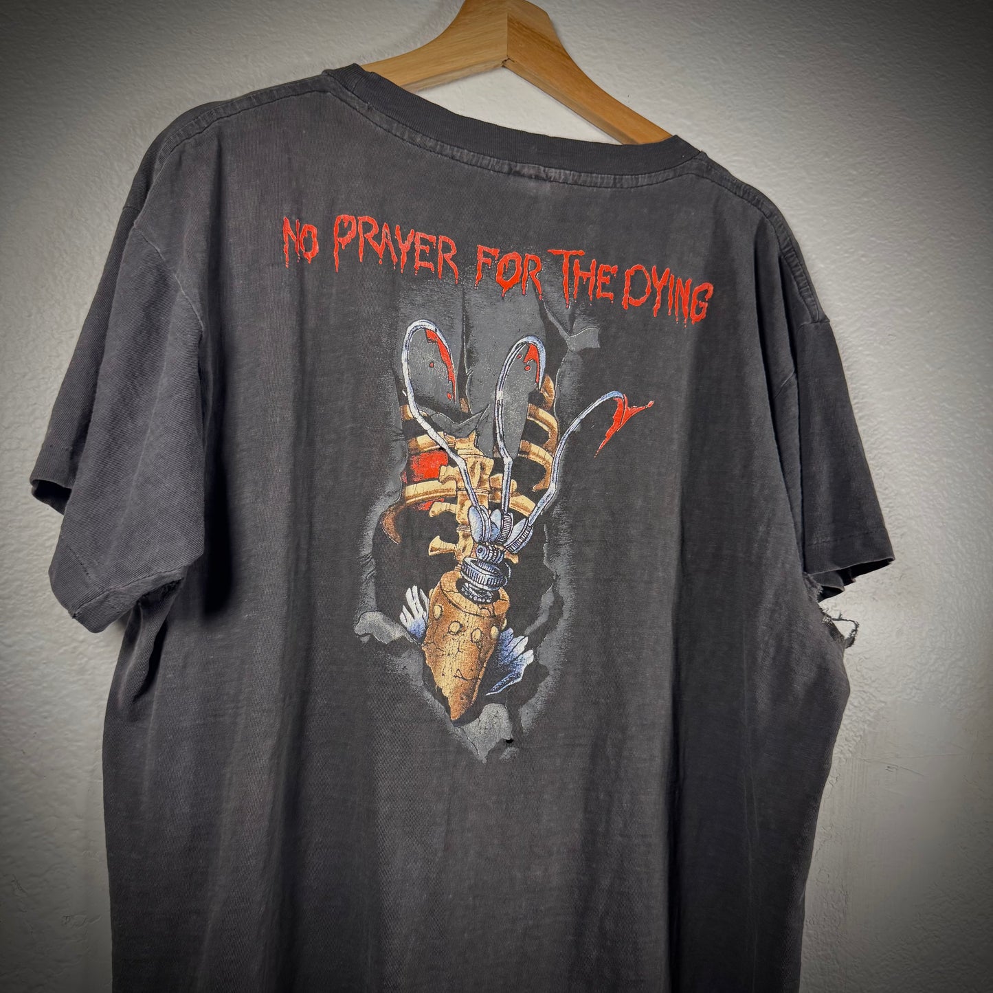 Vintage Iron Maiden No Prayer for the Dying Thrashed Band Tee