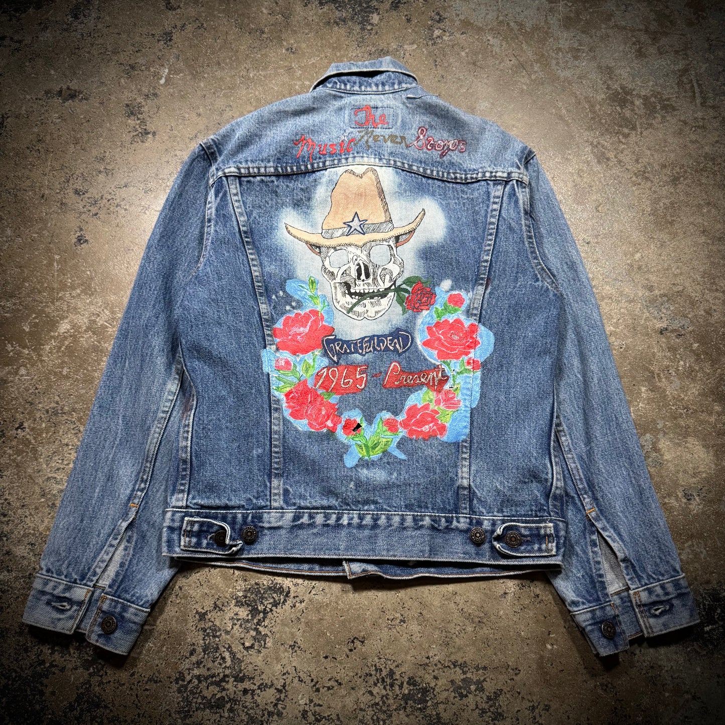 Vintage 80s Grateful Dead Hand Painted Denim Jacket