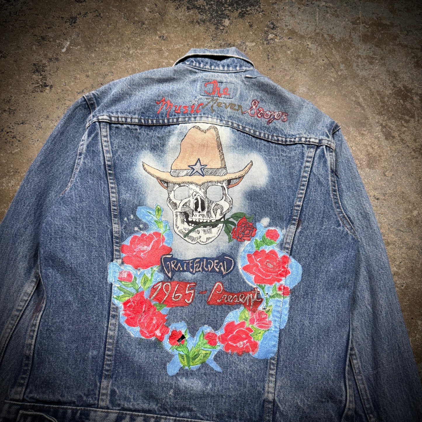 Vintage 80s Grateful Dead Hand Painted Denim Jacket