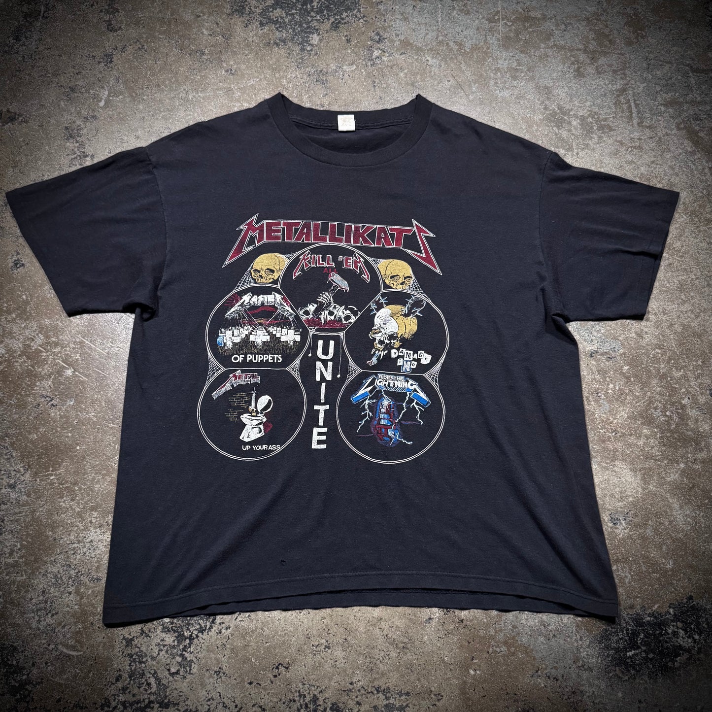 Vintage 80s Metallica Metallikatz Paper Thin Band Tee