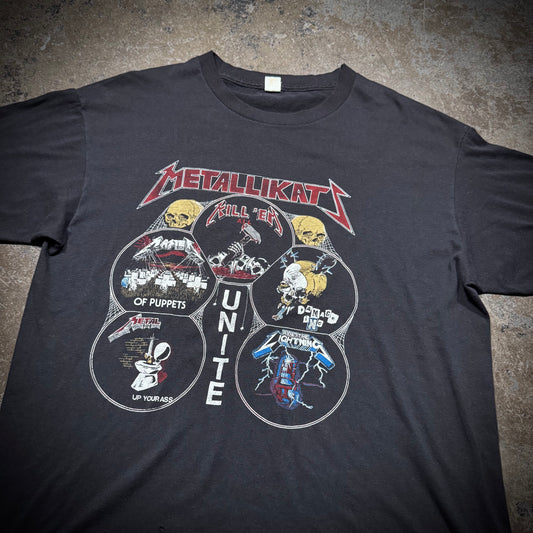 Vintage 80s Metallica Metallikatz Paper Thin Band Tee