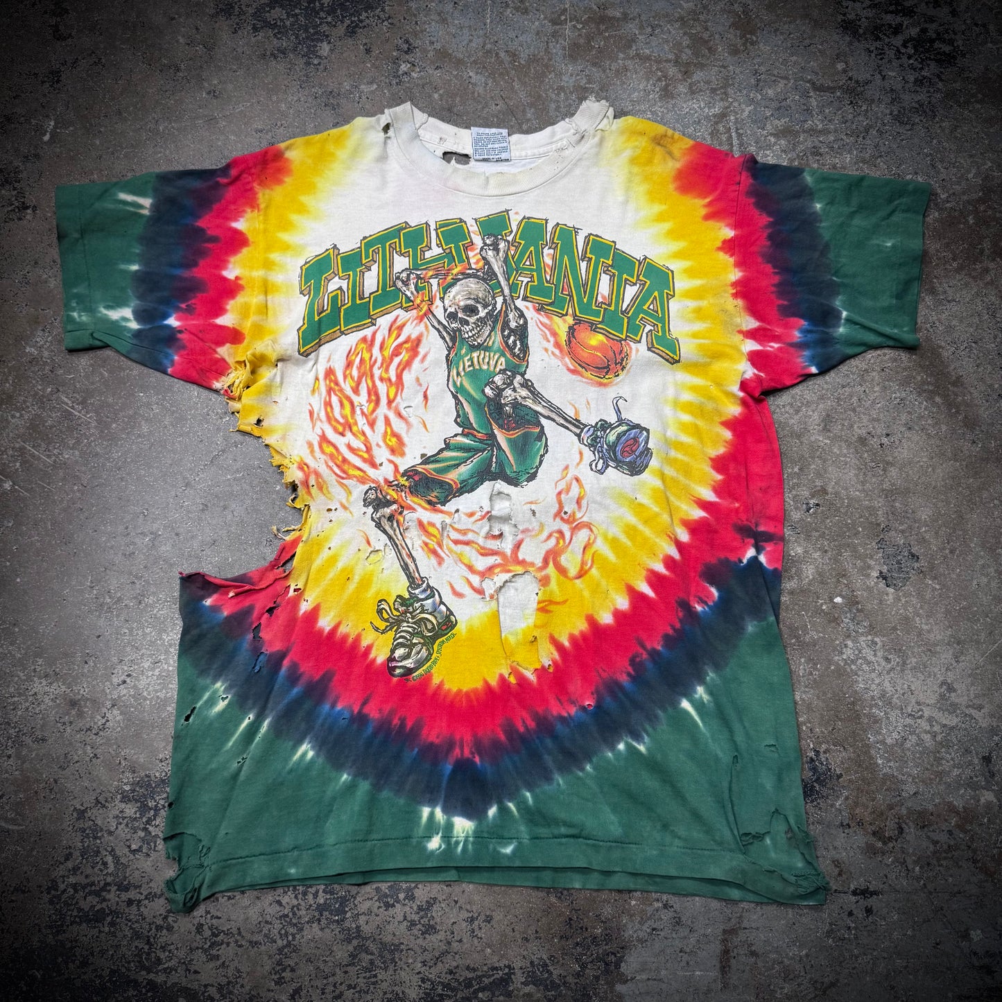 Vintage 90s Thrashed Grateful Dead Lithuania Tie Dye Tee