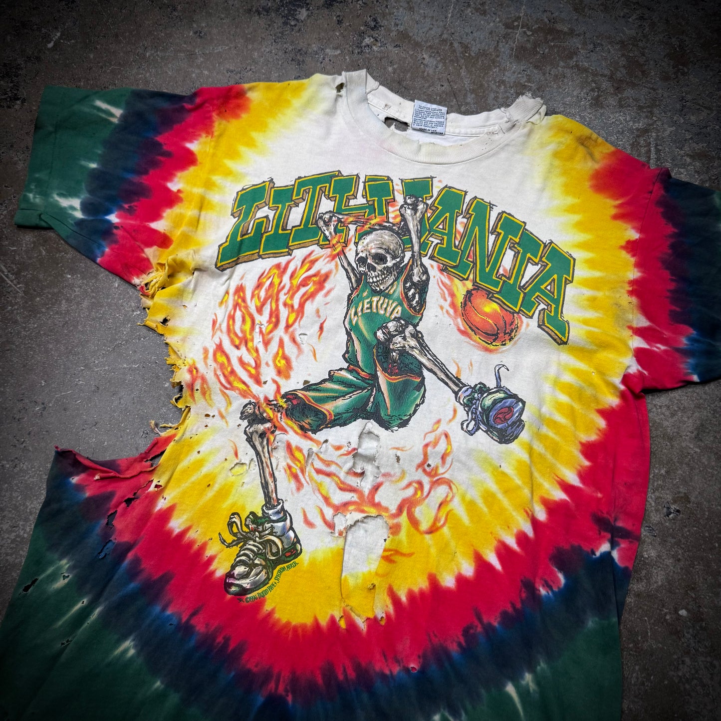 Vintage 90s Thrashed Grateful Dead Lithuania Tie Dye Tee