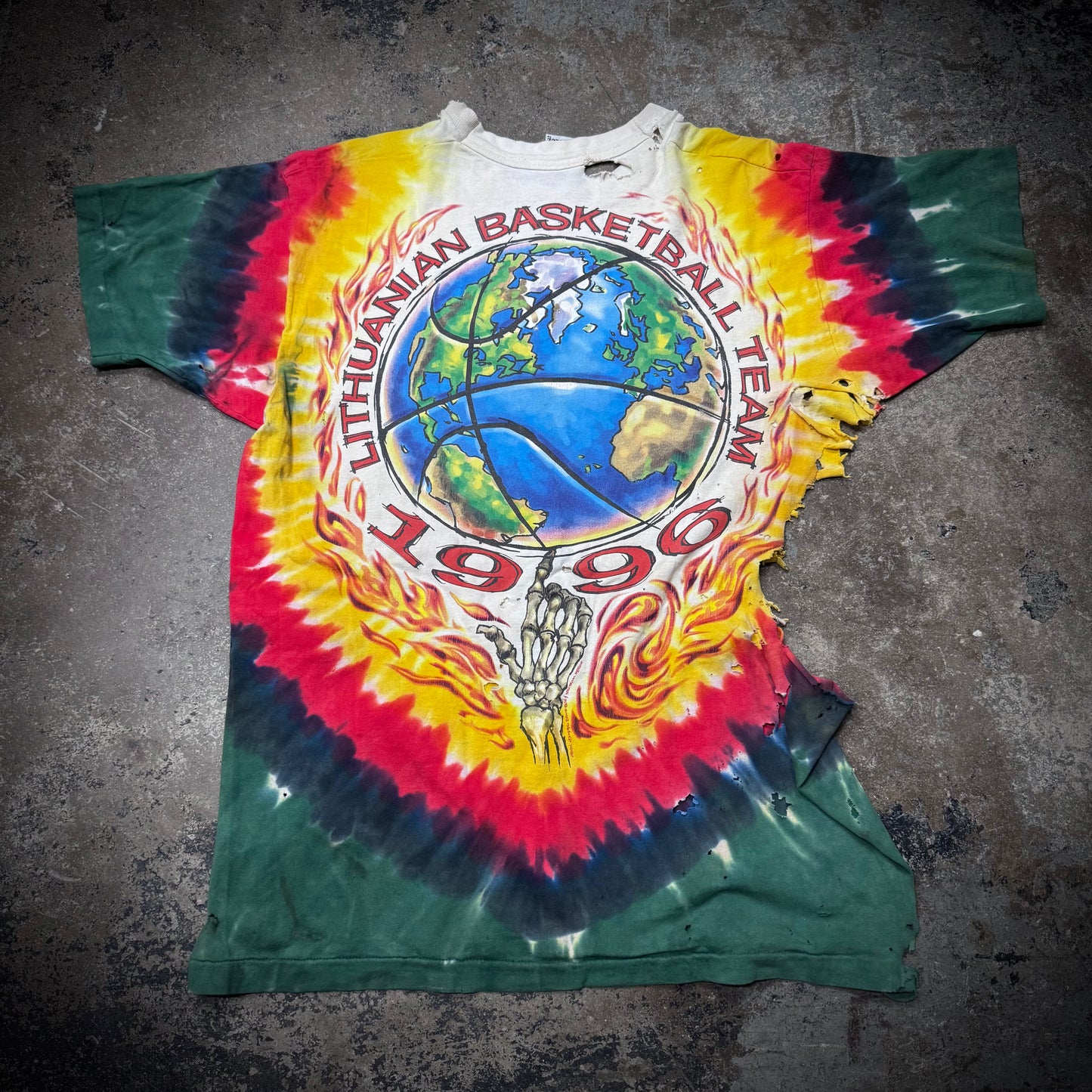 Vintage 90s Thrashed Grateful Dead Lithuania Tie Dye Tee