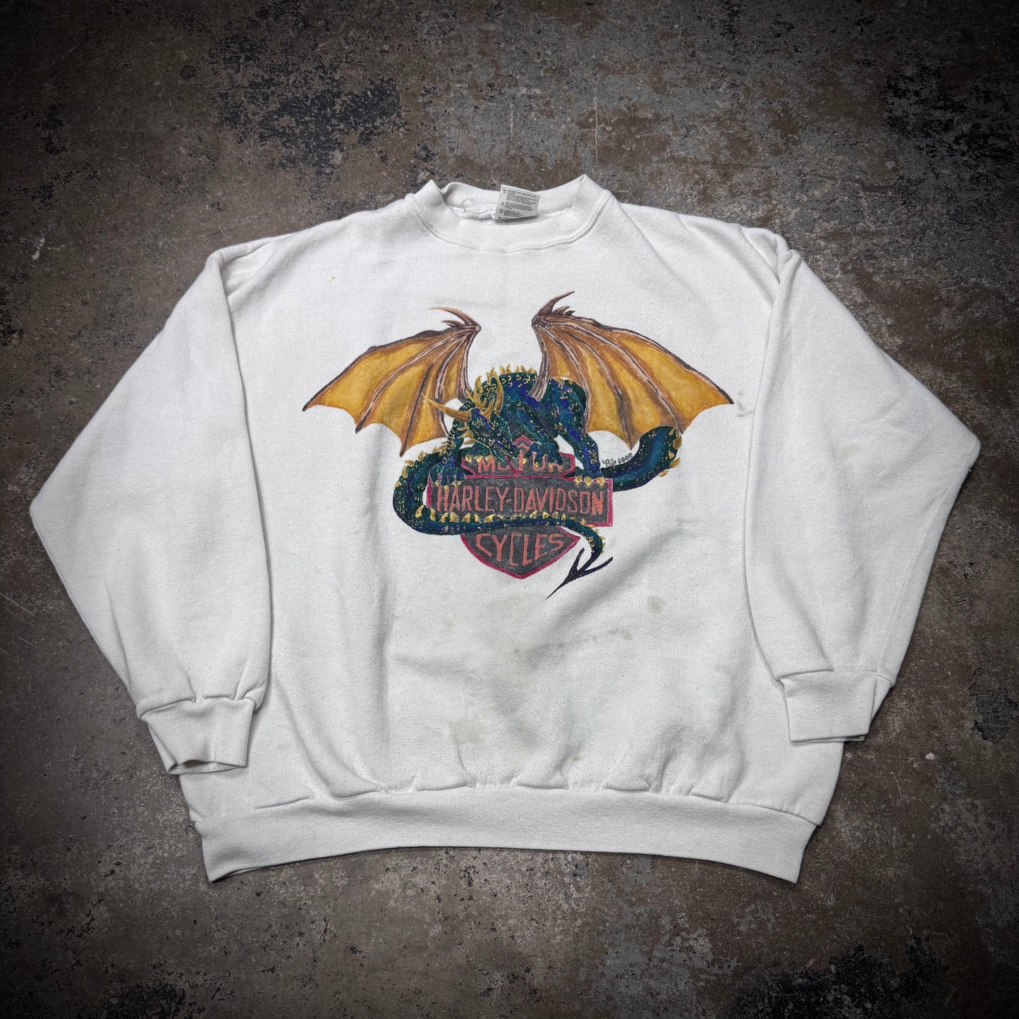 Vintage 90s Hand Drawn Harley Davidson Sweatshirt