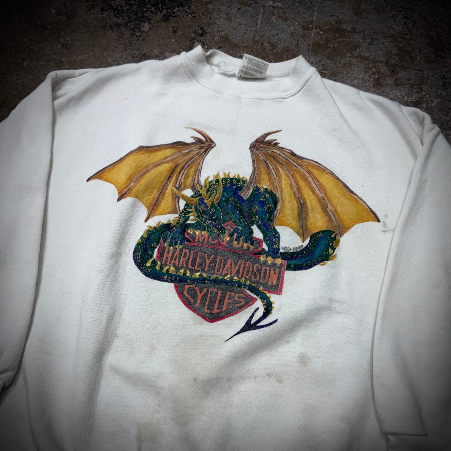 Vintage 90s Hand Drawn Harley Davidson Sweatshirt