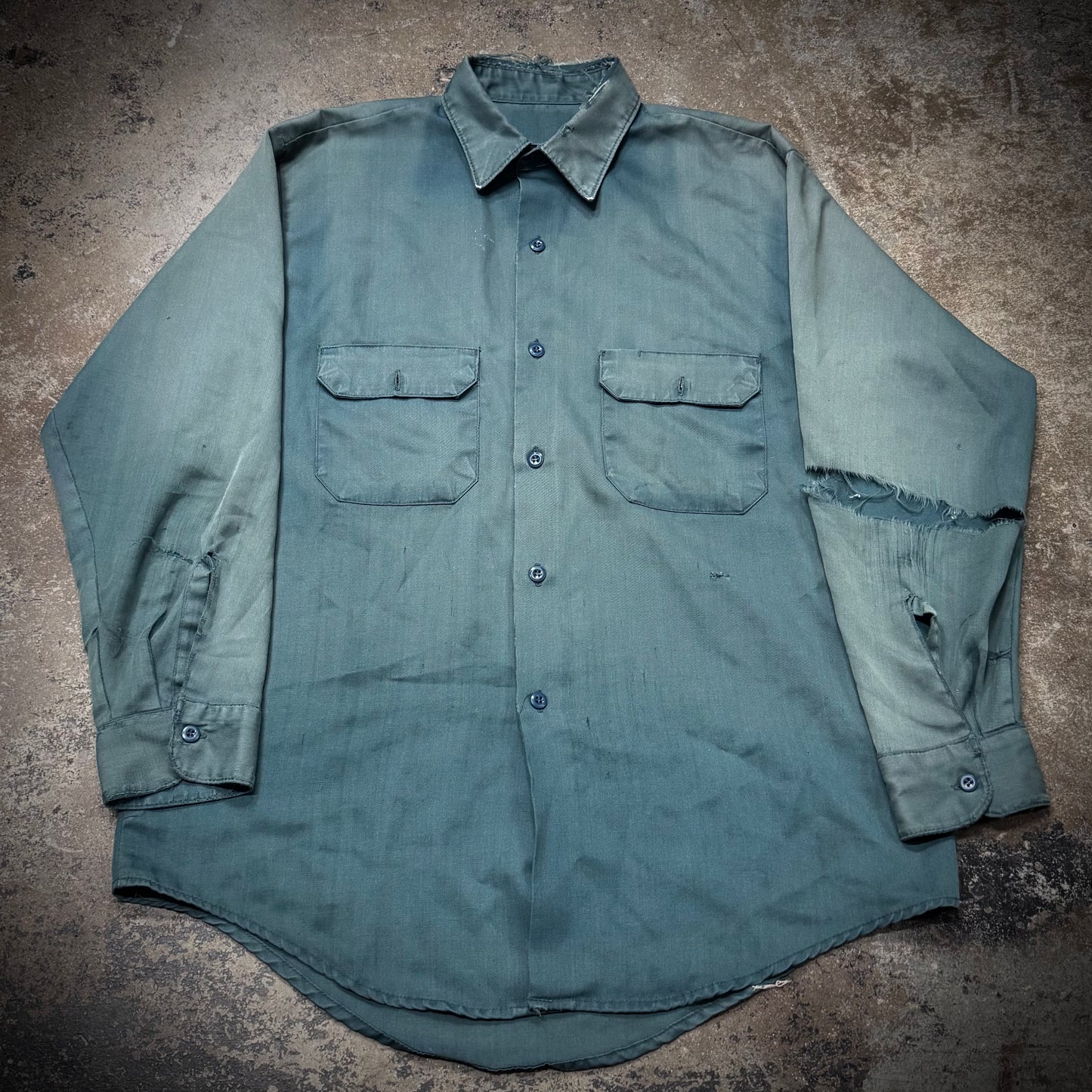 Vintage 60s Thrashed Pistachio L/S Work Shirt