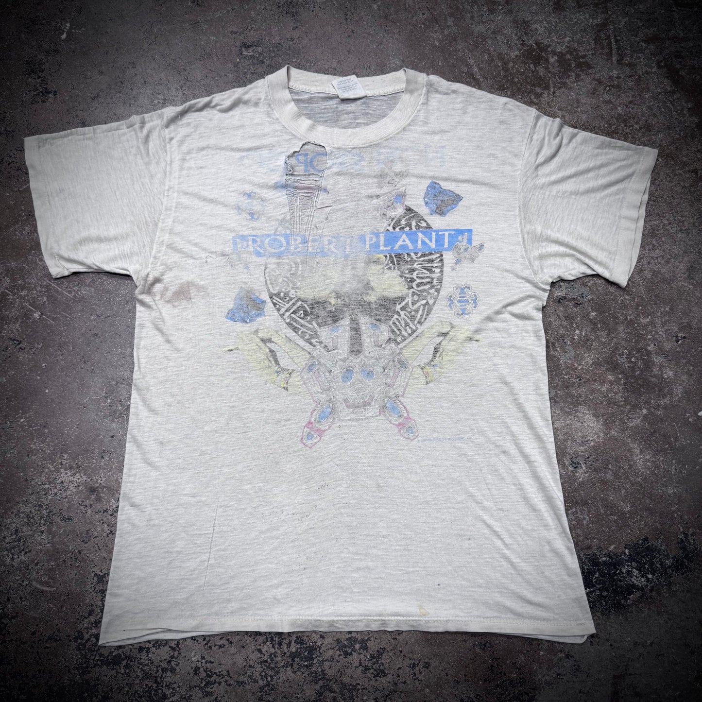 Vintage Faded 80s Robert Plant Tour Paper Thin Band Tee