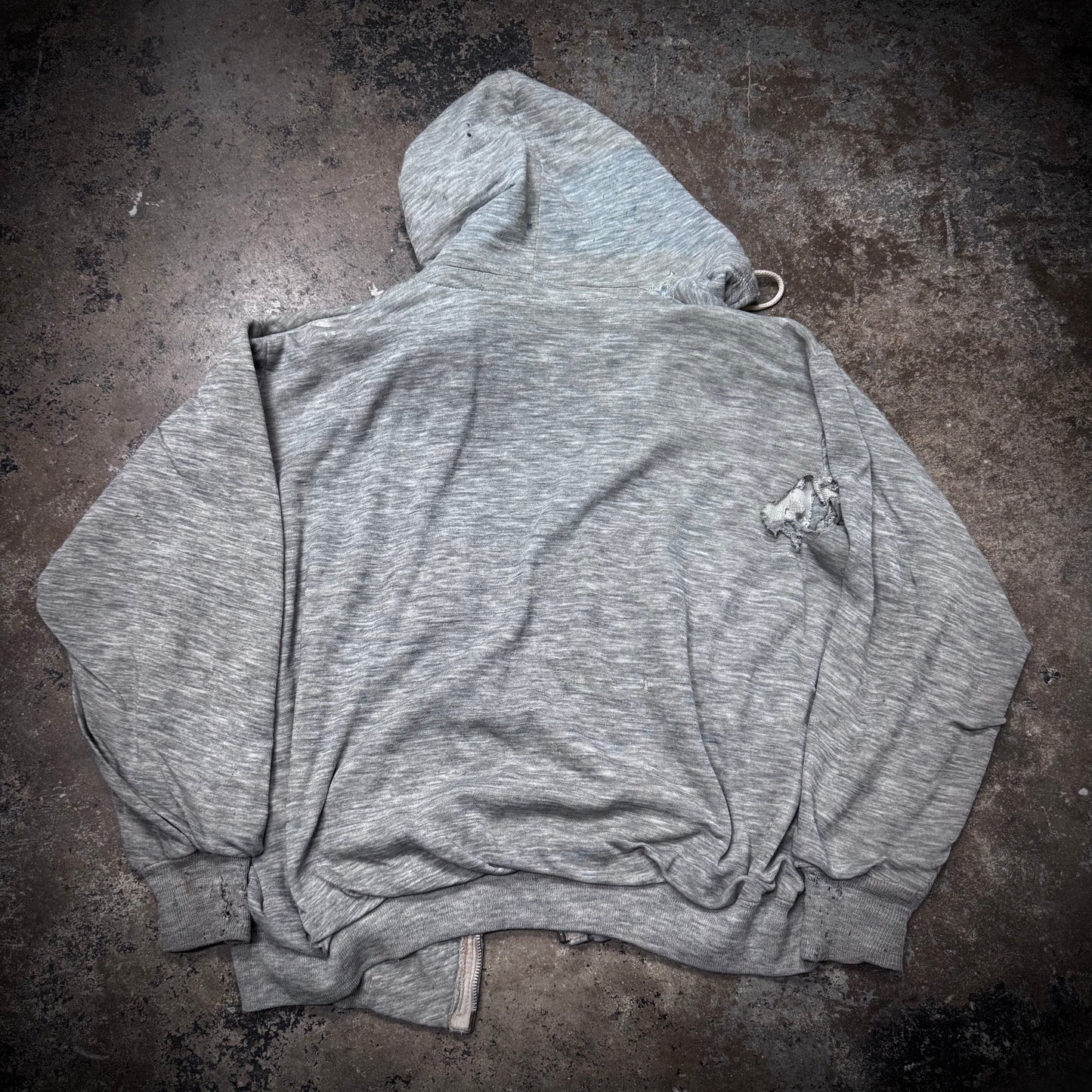 Vintage 70s Distressed Grey Thermal Lined Zip Up