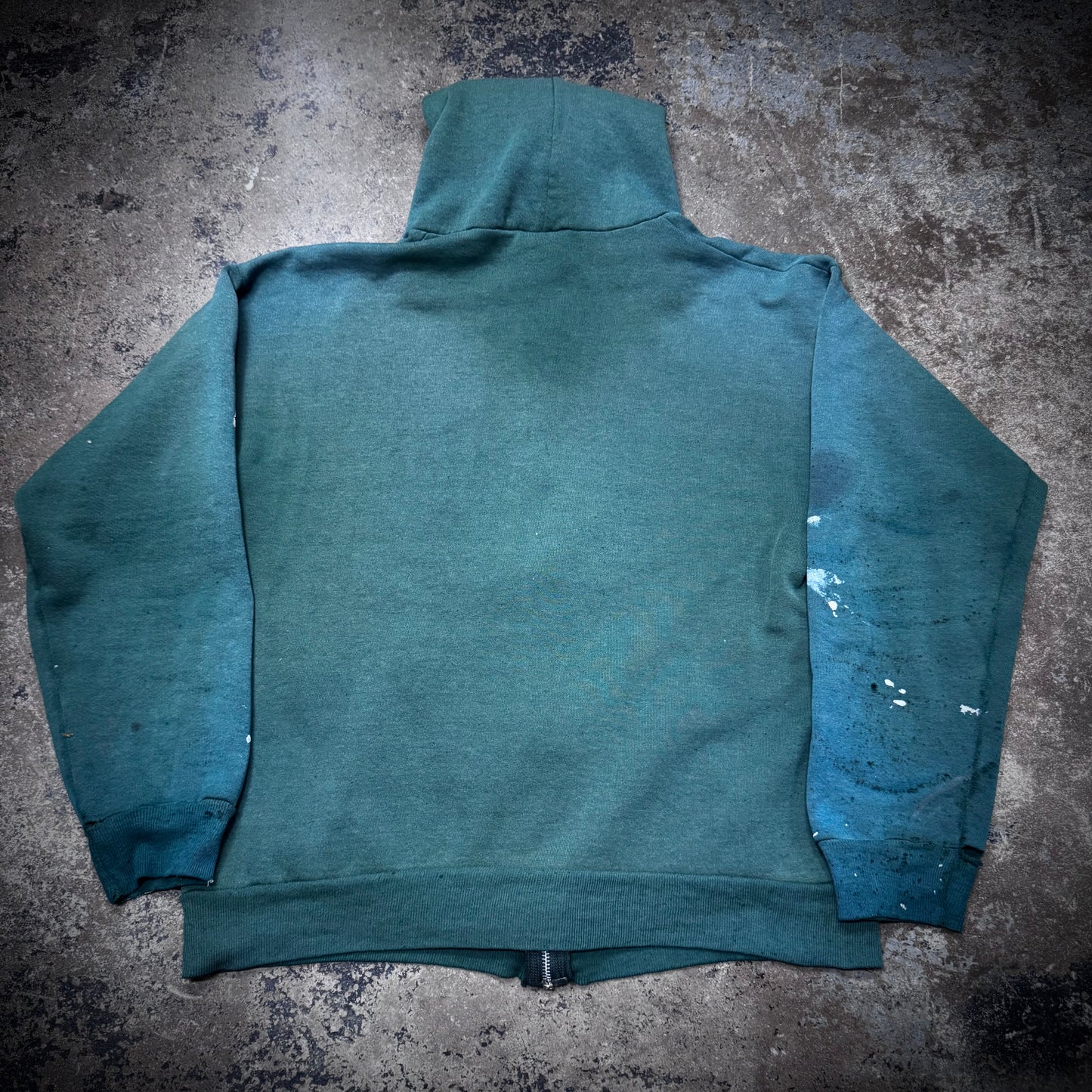 Vintage 90s Faded Green Paint Splatter Zip Up