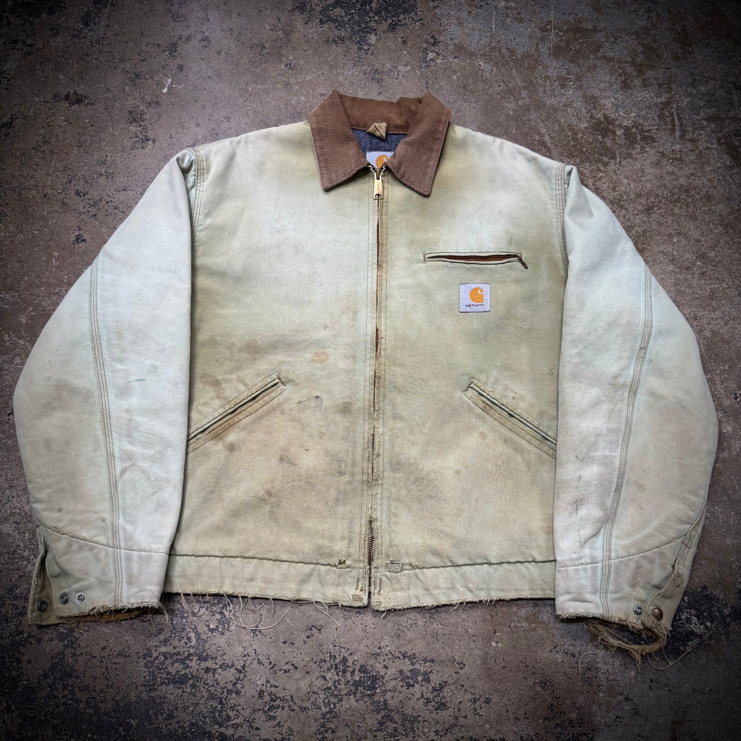 Vintage 90s Pistachio Carhartt Detroit J97 Distressed Jacket