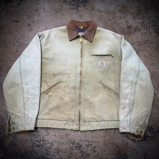 Vintage 90s Pistachio Carhartt Detroit J97 Distressed Jacket