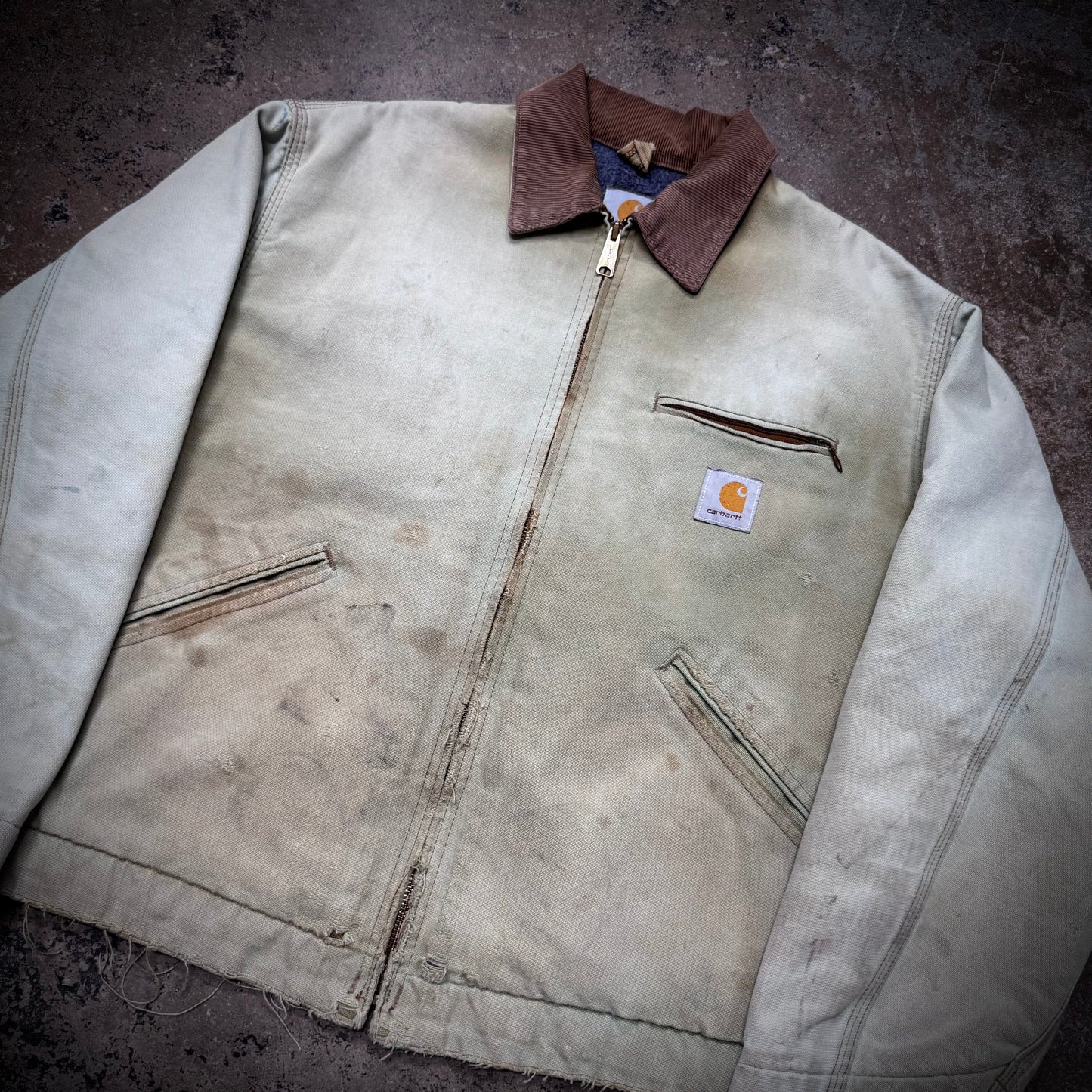 Vintage 90s Pistachio Carhartt Detroit J97 Distressed Jacket