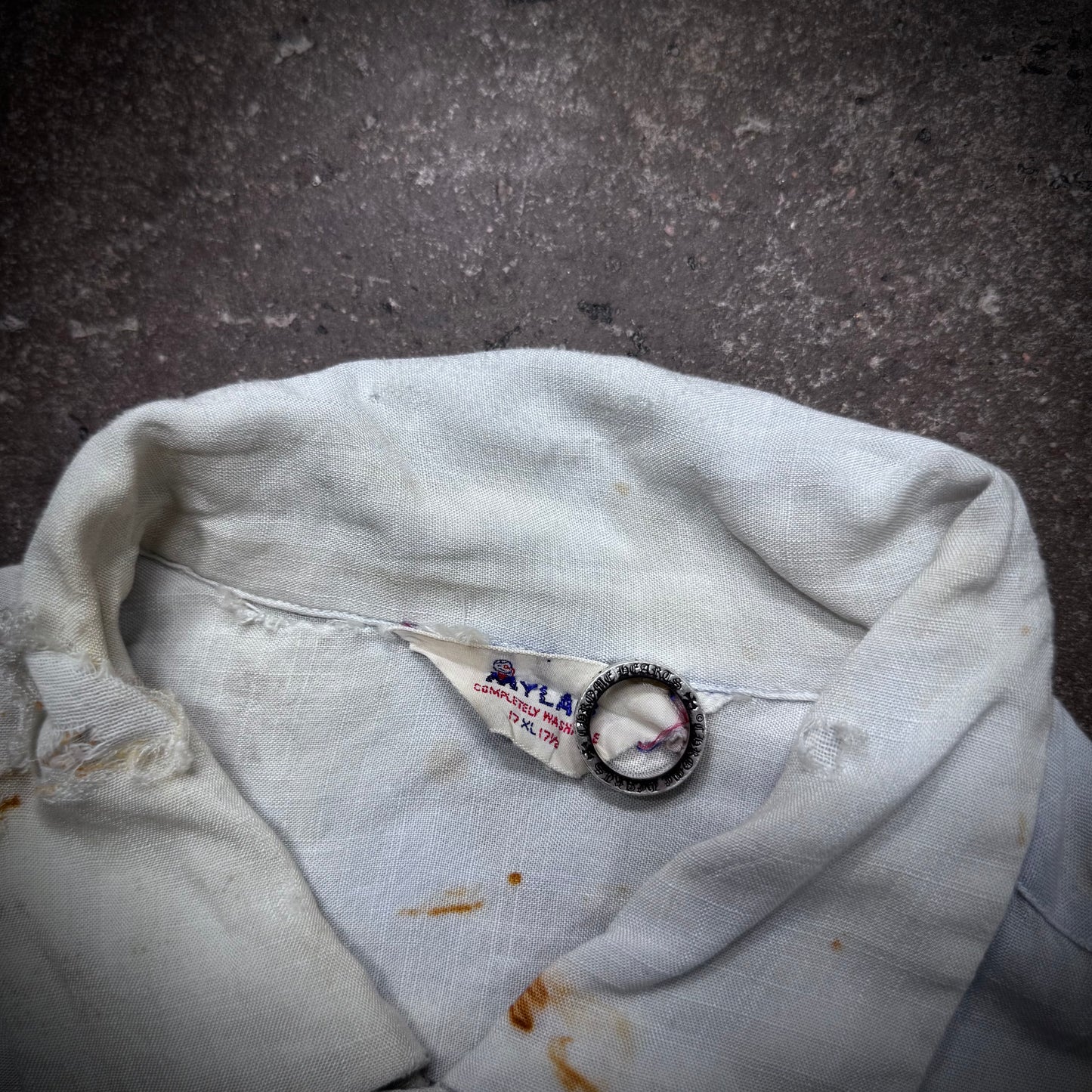 Vintage 50s Thrashed & Repaired Chambray Button Up Work Shirt