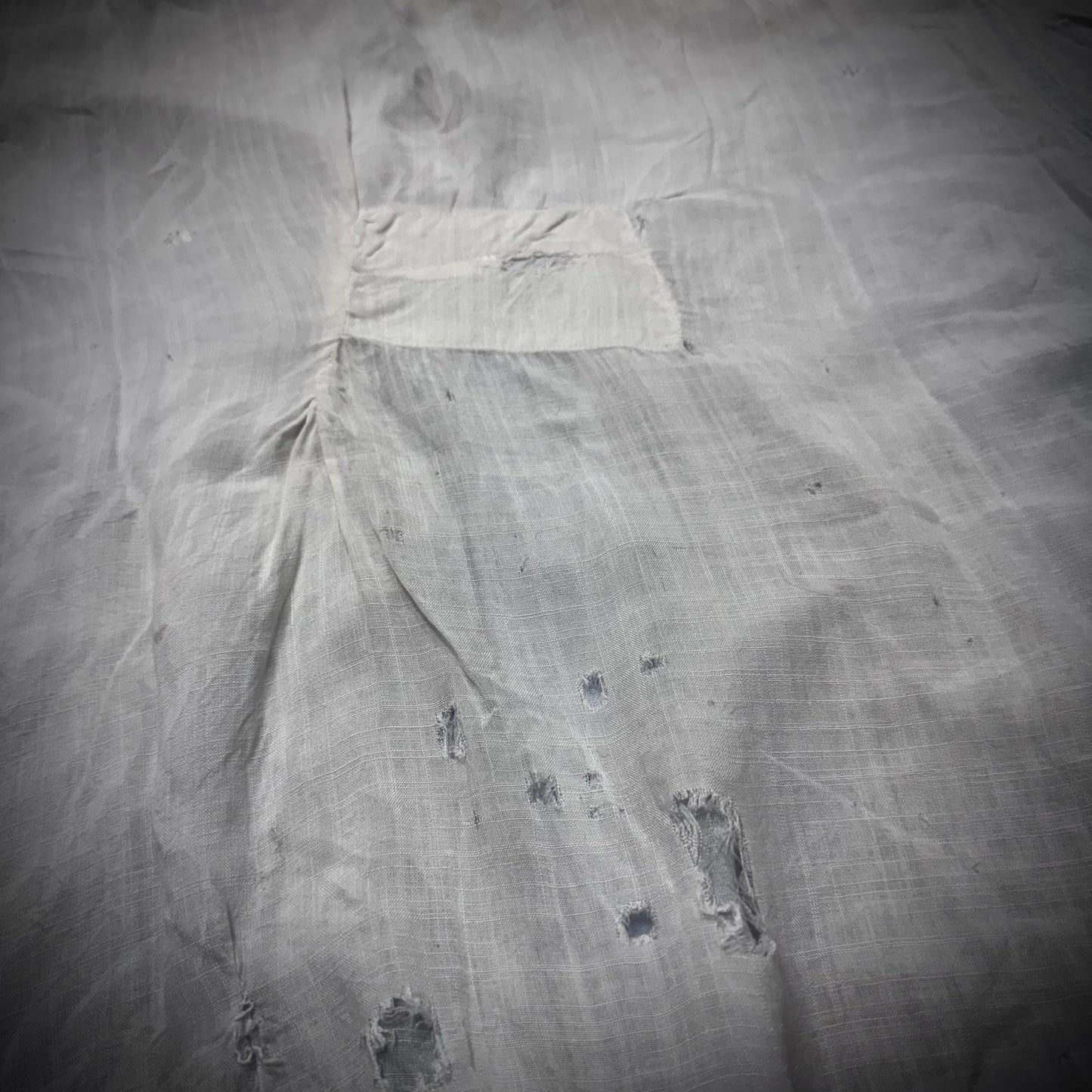 Vintage 50s Thrashed & Repaired Chambray Button Up Work Shirt